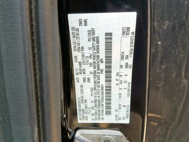 1FMCU0F70GUA63961 - 2016 FORD ESCAPE S BLACK photo 10