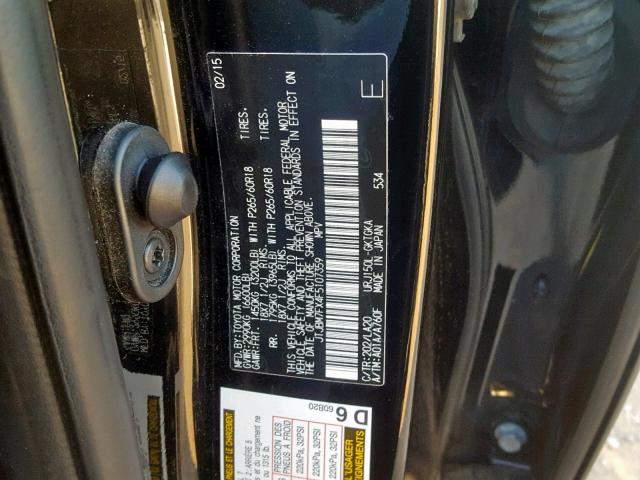 JTJBM7FX4F5107359 - 2015 LEXUS GX BLACK photo 10