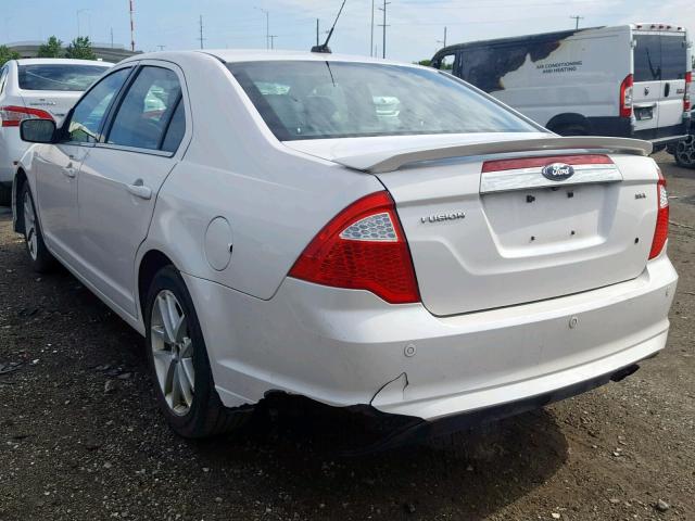 3FAHP0JAXCR433373 - 2012 FORD FUSION SEL WHITE photo 3