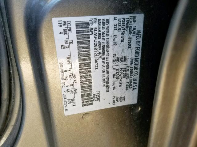 5LMFU28R12LJ06738 - 2002 LINCOLN NAVIGATOR თაფლისფერი ფოტო 10