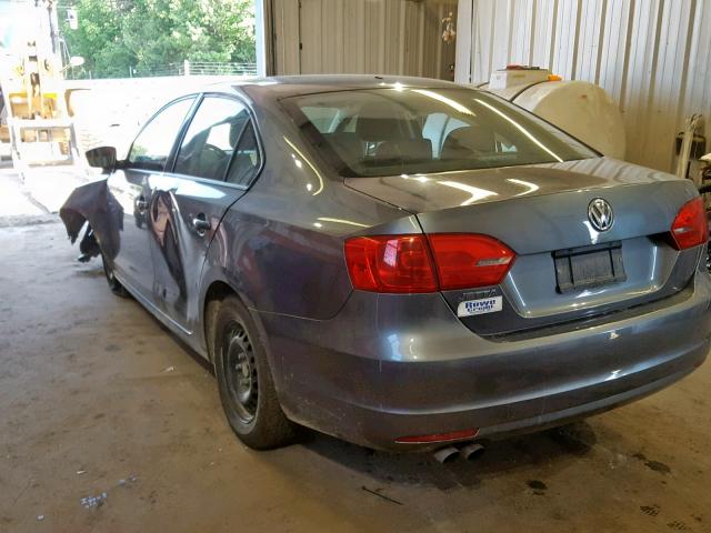 3VW1K7AJ3DM431141 - 2013 VOLKSWAGEN JETTA BASE GRAY photo 3