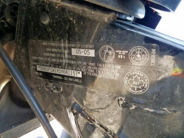 5HD1FCW1X5Y681157 - 2005 HARLEY-DAVIDSON FLHTCUI TWO TONE photo 10