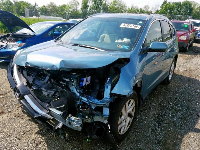 2HKRM4H75FH672863 - 2015 HONDA CR-V EXL BLUE photo 2