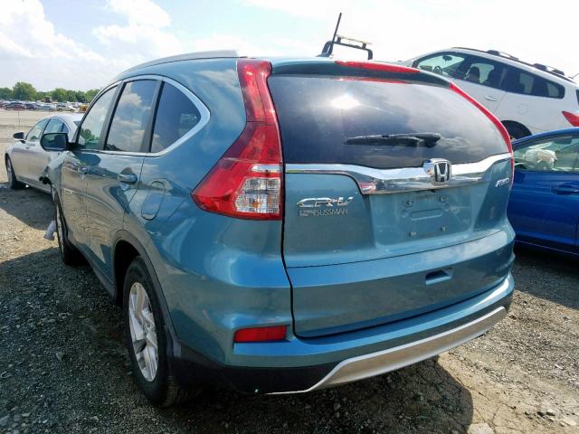 2HKRM4H75FH672863 - 2015 HONDA CR-V EXL BLUE photo 3