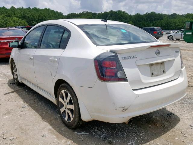 3N1AB6AP9CL764906 - 2012 NISSAN SENTRA 2.0 WHITE photo 3