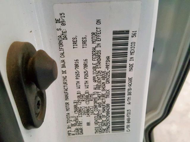 3TMAZ5CN7GM004200 - 2016 TOYOTA TACOMA DOU WHITE photo 10