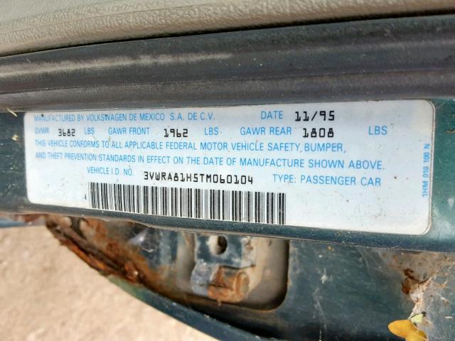 3VWRA81H5TM060104 - 1996 VOLKSWAGEN JETTA GL GREEN photo 10