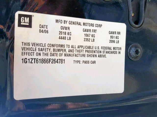 1G1ZT61866F264781 - 2006 CHEVROLET MALIBU MAX 黑色 照片 10