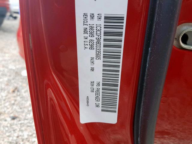 1C3CDFBA8DD335665 - 2013 DODGE DART SXT RED photo 10