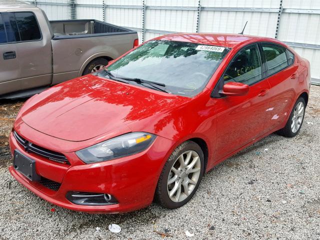 1C3CDFBA8DD335665 - 2013 DODGE DART SXT RED photo 2