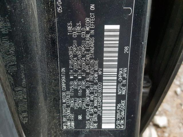 JTLKT324850180020 - 2005 TOYOTA SCION XB 黑色 照片 10