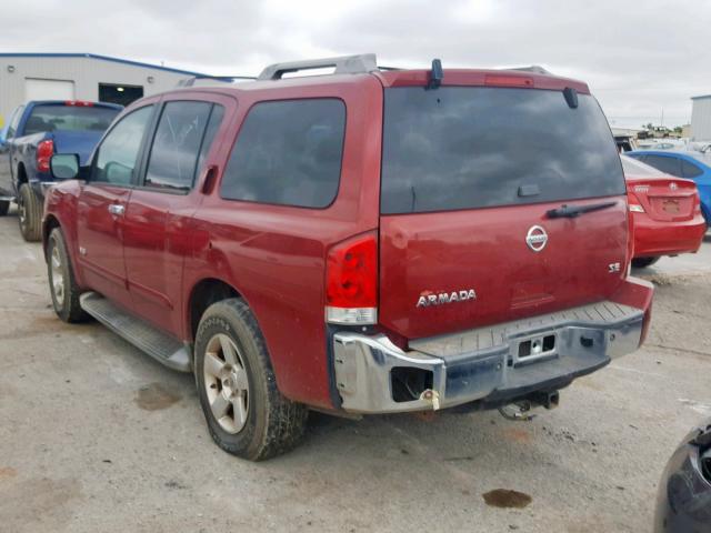 5N1AA08C07N702599 - 2007 NISSAN ARMADA SE RED photo 3