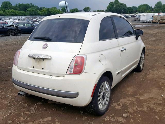 3C3CFFCR8CT386090 - 2012 FIAT 500 LOUNGE WHITE photo 4