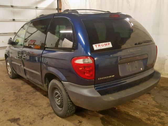 1D4GP25323B151801 - 2003 DODGE CARAVAN SE BLUE photo 3