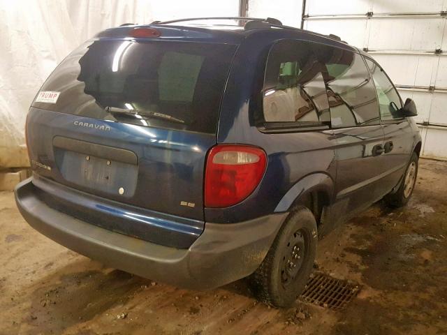 1D4GP25323B151801 - 2003 DODGE CARAVAN SE BLUE photo 4