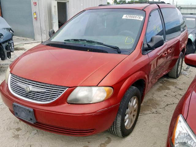 2C4GP74L31R291009 - 2001 CHRYSLER TOWN & COU RED photo 2