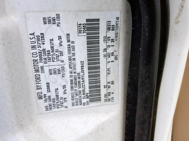5LMRU27A9YLJ09842 - 2000 LINCOLN NAVIGATOR WHITE photo 10
