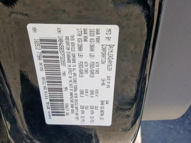 1A8HW58257F523597 - 2007 CHRYSLER ASPEN LIMI BLACK photo 10