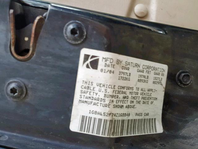 1G8AL52F74Z168840 - 2004 SATURN ION LEVEL BLUE photo 10