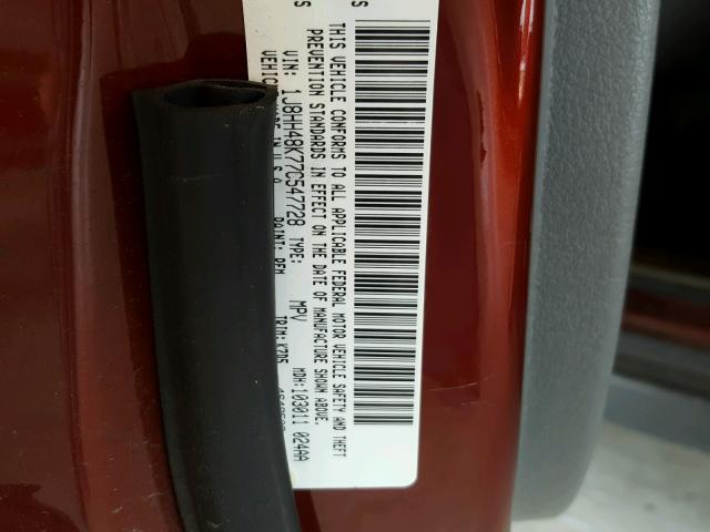 1J8HH48K77C547728 - 2007 JEEP COMMANDER Bordo foto 10