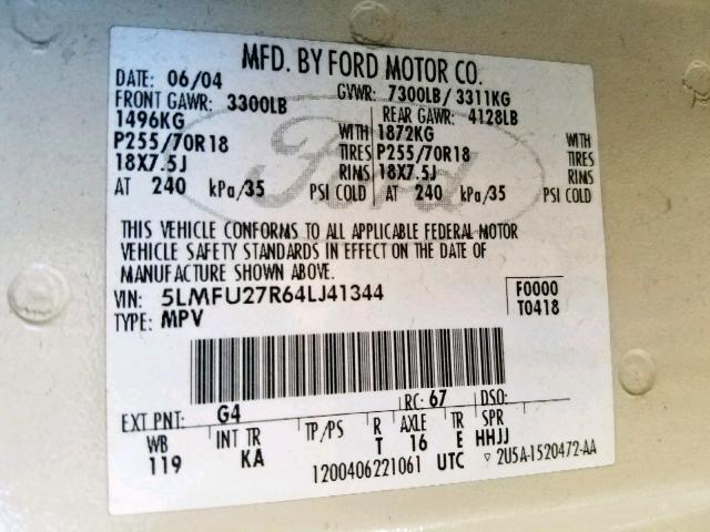 5LMFU27R64LJ41344 - 2004 LINCOLN NAVIGATOR SILVER photo 10