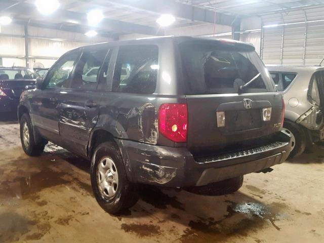 2HKYF18175H559060 - 2005 HONDA PILOT LX GRAY photo 3