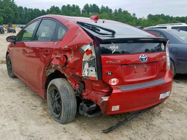 JTDKN3DU5E1755249 - 2014 TOYOTA PRIUS RED photo 3