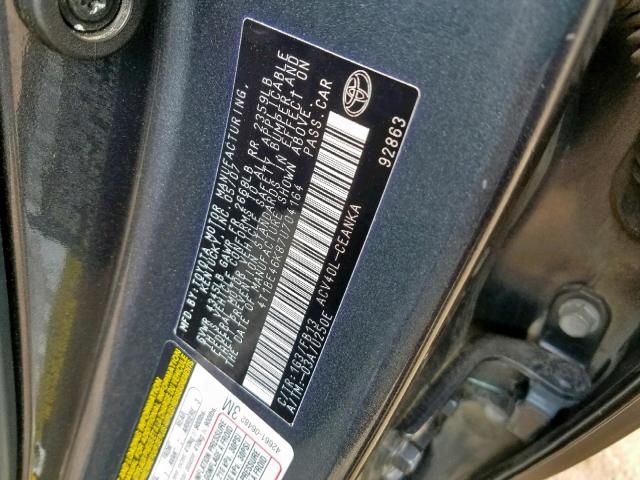 4T1BE46K87U704164 - 2007 TOYOTA CAMRY NEW CHARCOAL photo 10