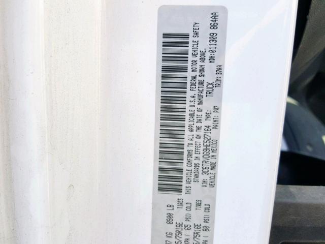 3C6TRVDG9HE527164 - 2017 RAM PROMASTER WHITE photo 10