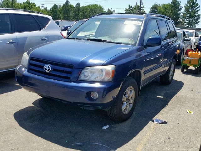 JTEEP21A670195130 - 2007 TOYOTA HIGHLANDER BLUE photo 2