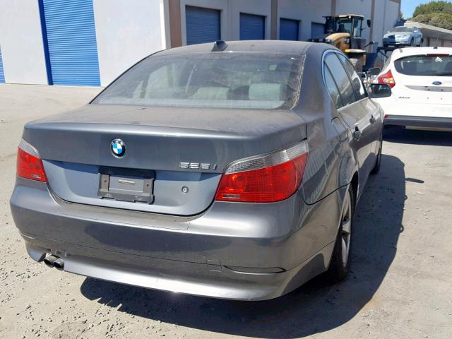 WBANE53507CW65997 - 2007 BMW 525 I GRAY photo 4