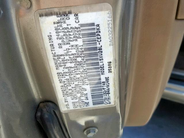 4T1BG22K7XU423641 - 1999 TOYOTA CAMRY CE BEIGE photo 10