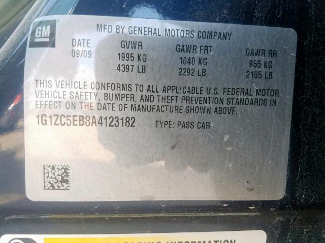 1G1ZC5EB8A4123182 - 2010 CHEVROLET MALIBU 1LT 蓝色 照片 10