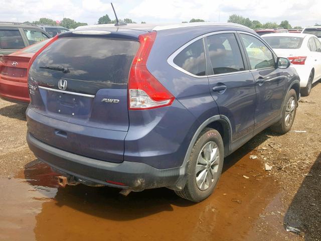 2HKRM4H74DH619598 - 2013 HONDA CR-V EXL BLUE photo 4