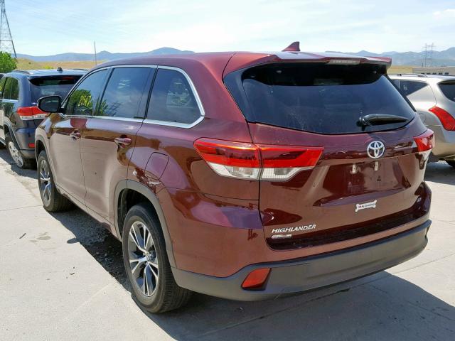 5TDZZRFHXHS232287 - 2017 TOYOTA HIGHLANDER MAROON photo 3