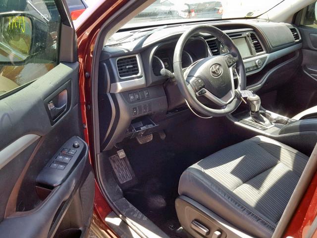 5TDZZRFHXHS232287 - 2017 TOYOTA HIGHLANDER MAROON photo 9