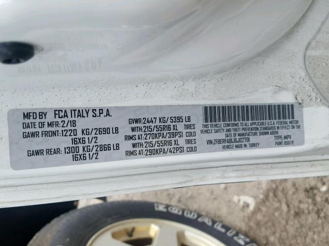 ZFBERFAB1J6J02701 - 2018 RAM PROMASTER 白色 照片 10