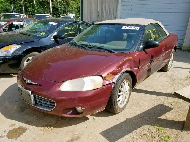 1C3EL55U91N637872 - 2001 CHRYSLER SEBRING LX RED photo 2