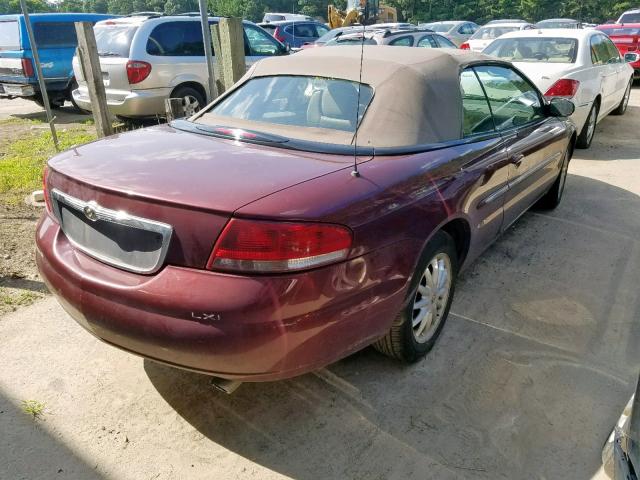 1C3EL55U91N637872 - 2001 CHRYSLER SEBRING LX RED photo 4