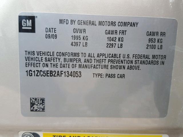 1G1ZC5EB2AF134053 - 2010 CHEVROLET MALIBU 1LT GOLD photo 10