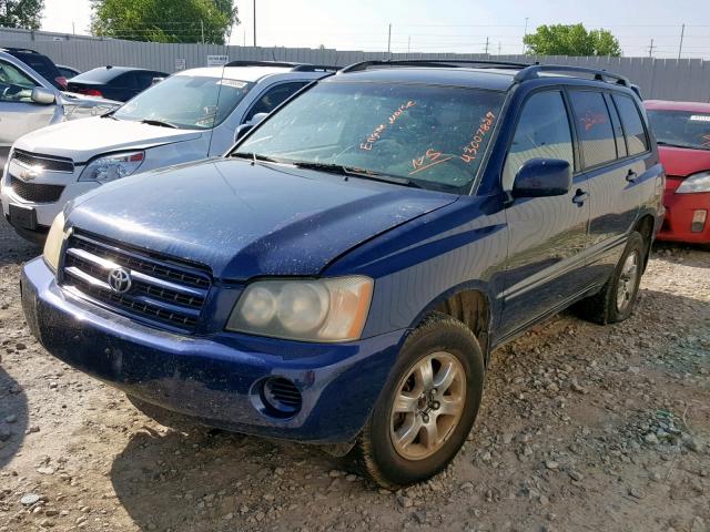 JTEHD21A120017060 - 2002 TOYOTA HIGHLANDER BLUE photo 2