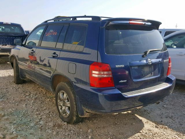 JTEHD21A120017060 - 2002 TOYOTA HIGHLANDER BLUE photo 3