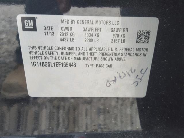 1G11B5SL1EF165443 - 2014 CHEVROLET MALIBU LS 黑色 照片 10