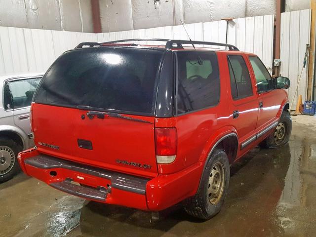 1GNDT13W712222126 - 2001 CHEVROLET BLAZER RED photo 4