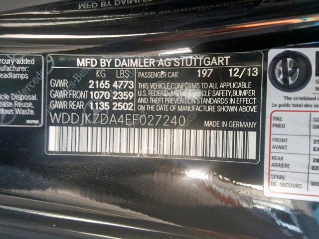 WDDJK7DA4EF027240 - 2014 MERCEDES-BENZ SL 550 BLACK photo 10