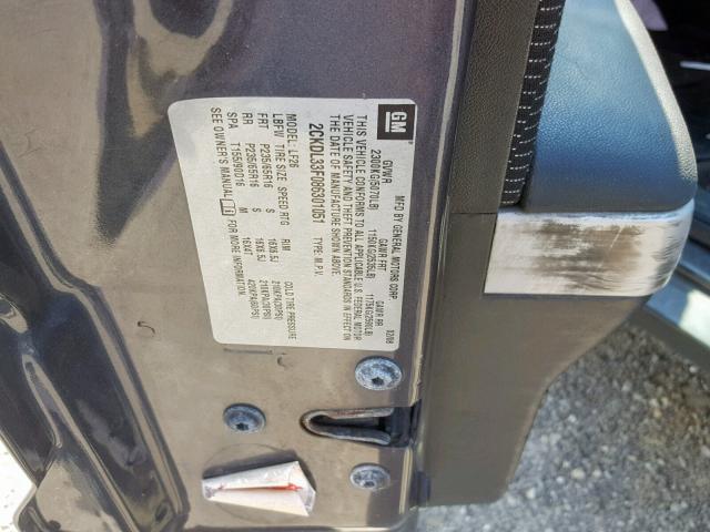 2CKDL33F086301051 - 2008 PONTIAC TORRENT GRAY photo 10