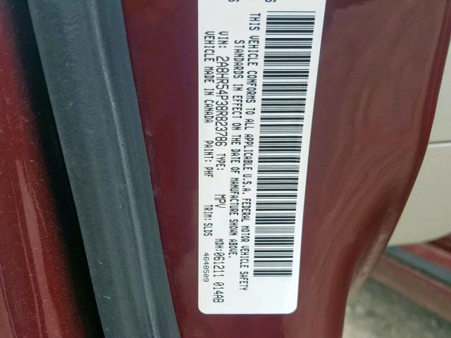 2A8HR54P38R823786 - 2008 CHRYSLER TOWN & COU MAROON photo 10