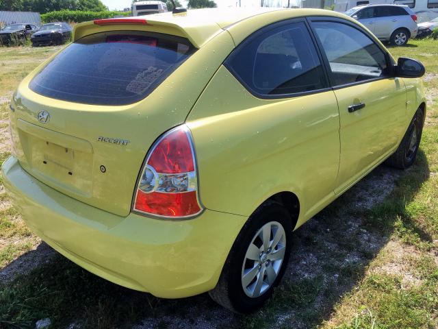 KMHCM36C19U127989 - 2009 HYUNDAI ACCENT GS YELLOW photo 4