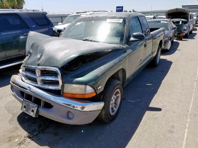 1B7GL22X5YS599330 - 2000 DODGE DAKOTA GREEN photo 2