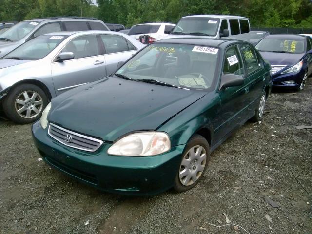 2HGEJ661XYH579013 - 2000 HONDA CIVIC BASE GREEN photo 2